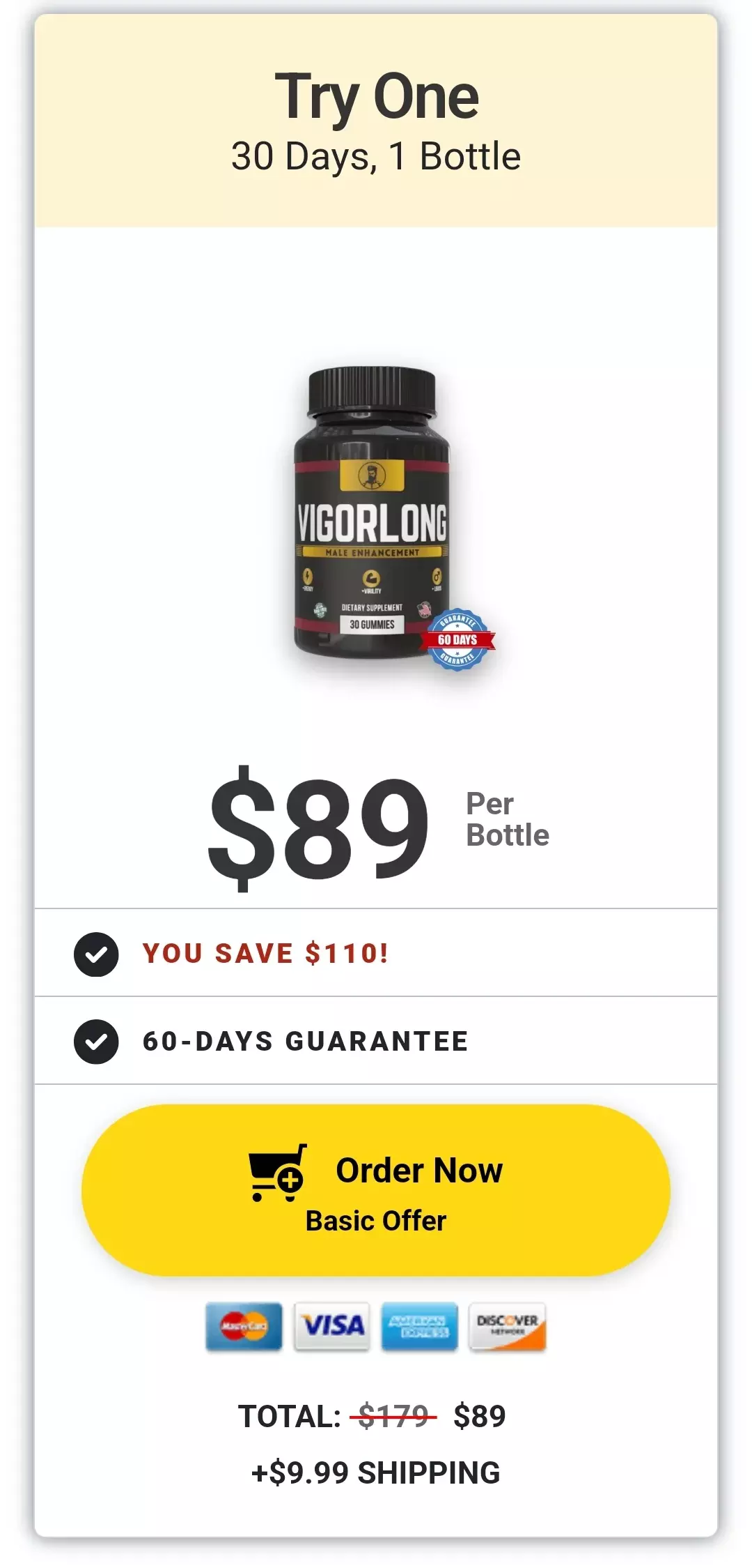 VigorLong™ 1 bottle pricing